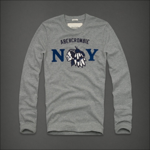 Abercrombie Fitch Hombres De Cuello Redondo Largo Remera AF5929